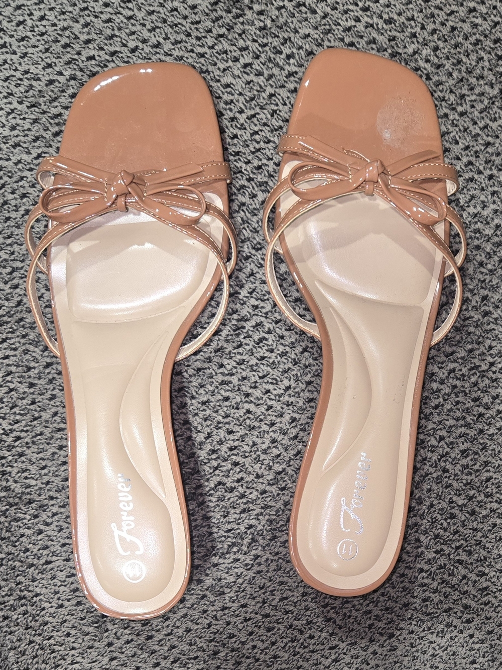 Forever Blush Patent Bow Slide Mules